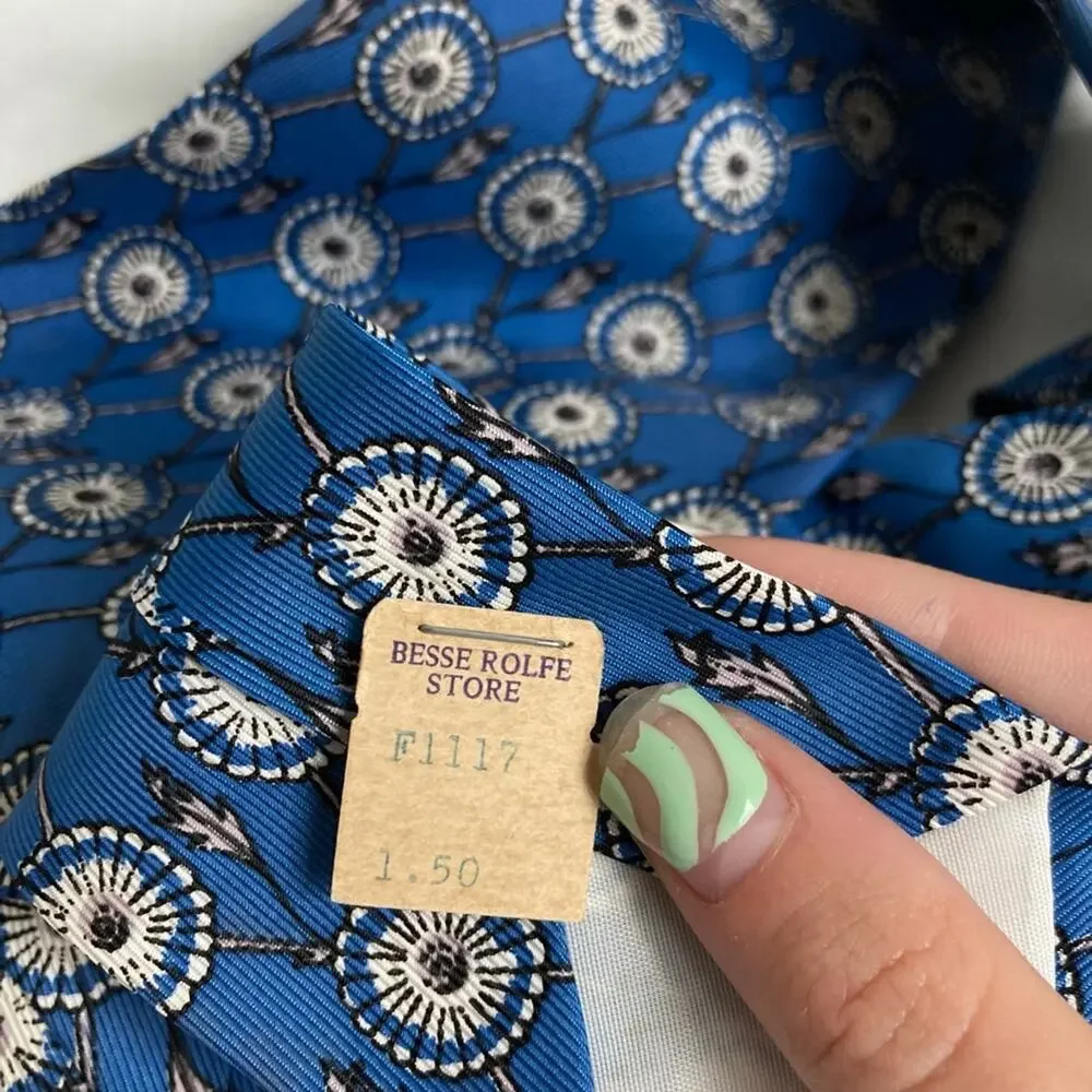 Vintage Van Heusen Van Cruise Blue Tie With Original Tags New Old Stock Rayon